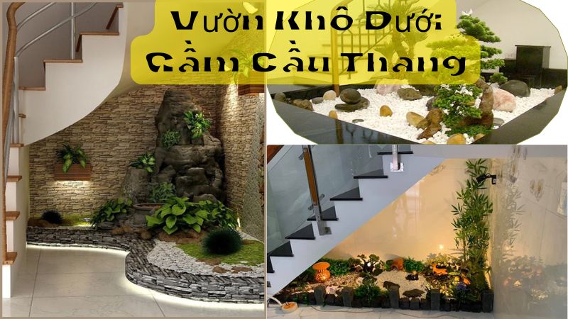 vườn khô dưới gầm cầu thang